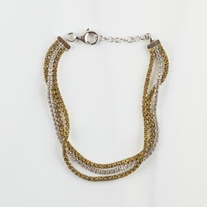 Sterling Silver White Topaz and Citrine Gemstone Layered Bracelet .925 NWT